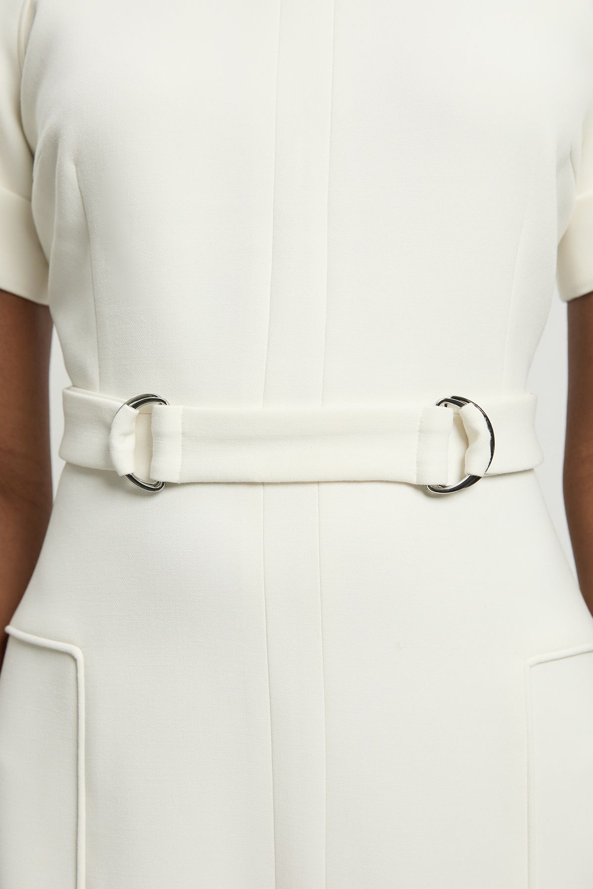KarenMillen Petite Compact Stretch Tab Detail Full Skirted Midi Dress