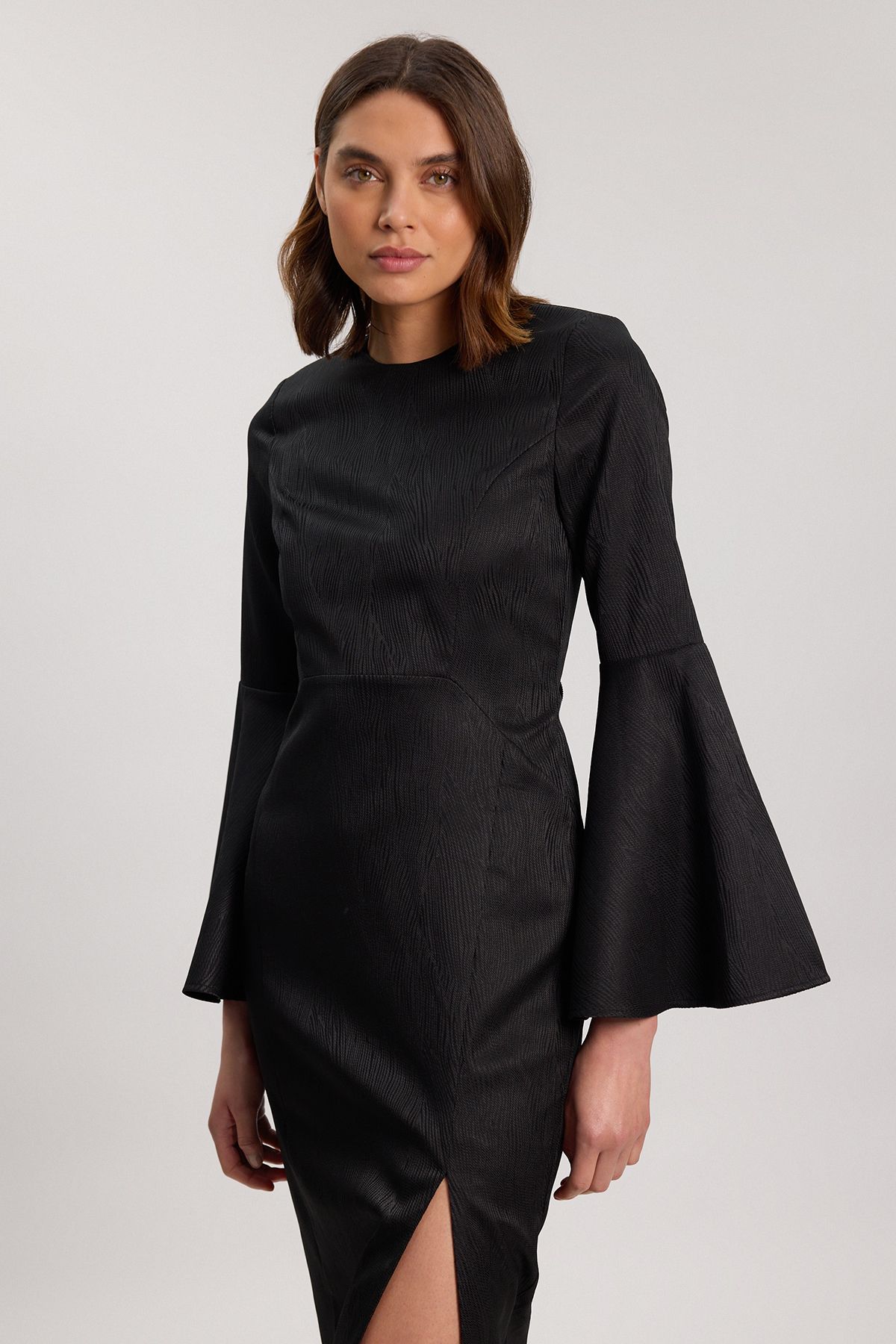 KarenMillen Tailored Lace up Back Detail Midi Dress