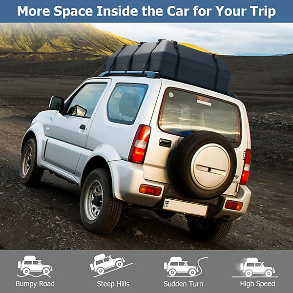 Coffre de Toit Voiture 400L,avec Tapis Antidérapant et 6 Crochets de Porte, pour Voyage et Transport de Bagages (600L)