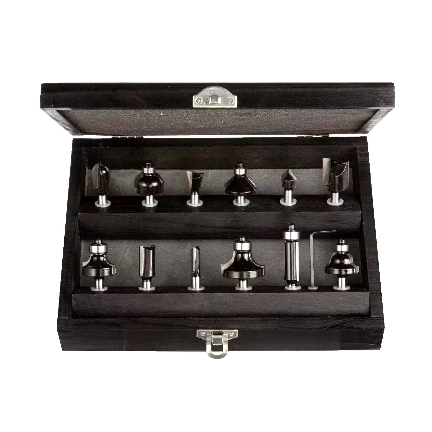 MAXIMUM Assorted Carbide-Tipped Router Bit Set with Wood Storage Case, 1/4-in Shanks, 12-pc