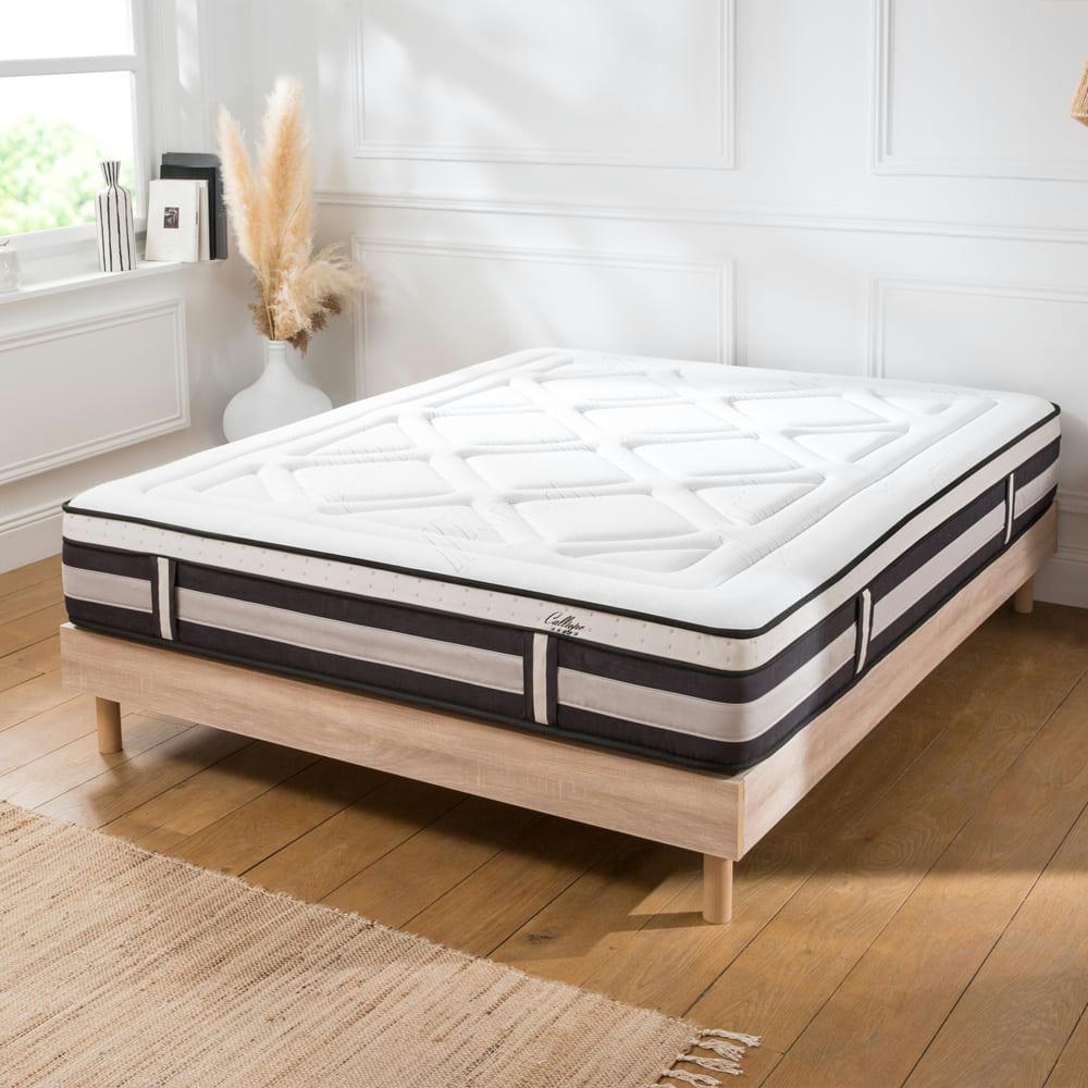 CALLIOPE - Ensemble Matelas à Mémoire de forme h28cm et sommier bois 160x200