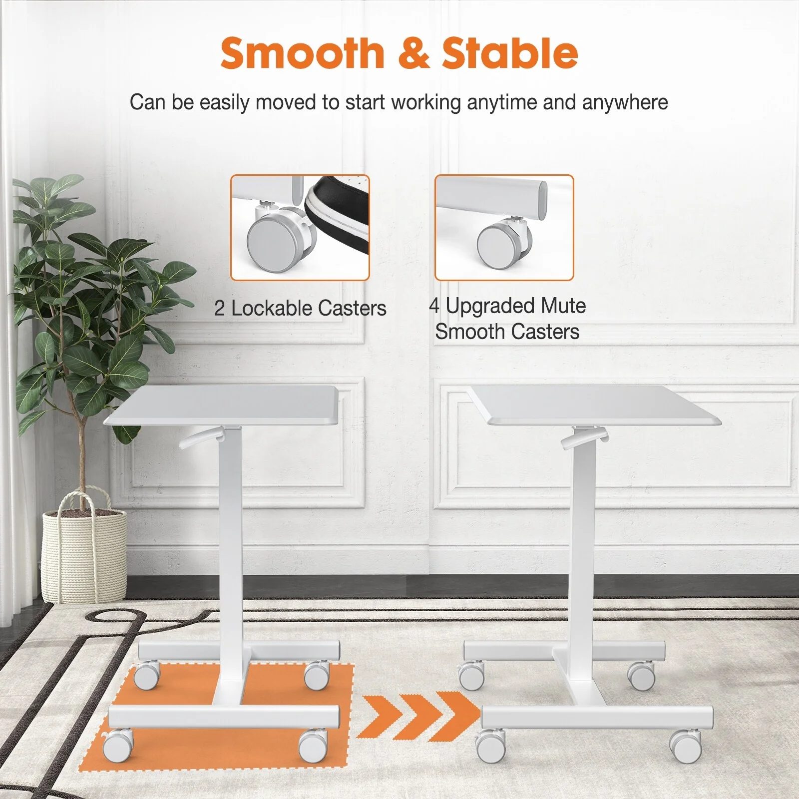 Sweetcrispy Mobile Rolling Standing Desk Rolling Desk Laptop Computer Cart