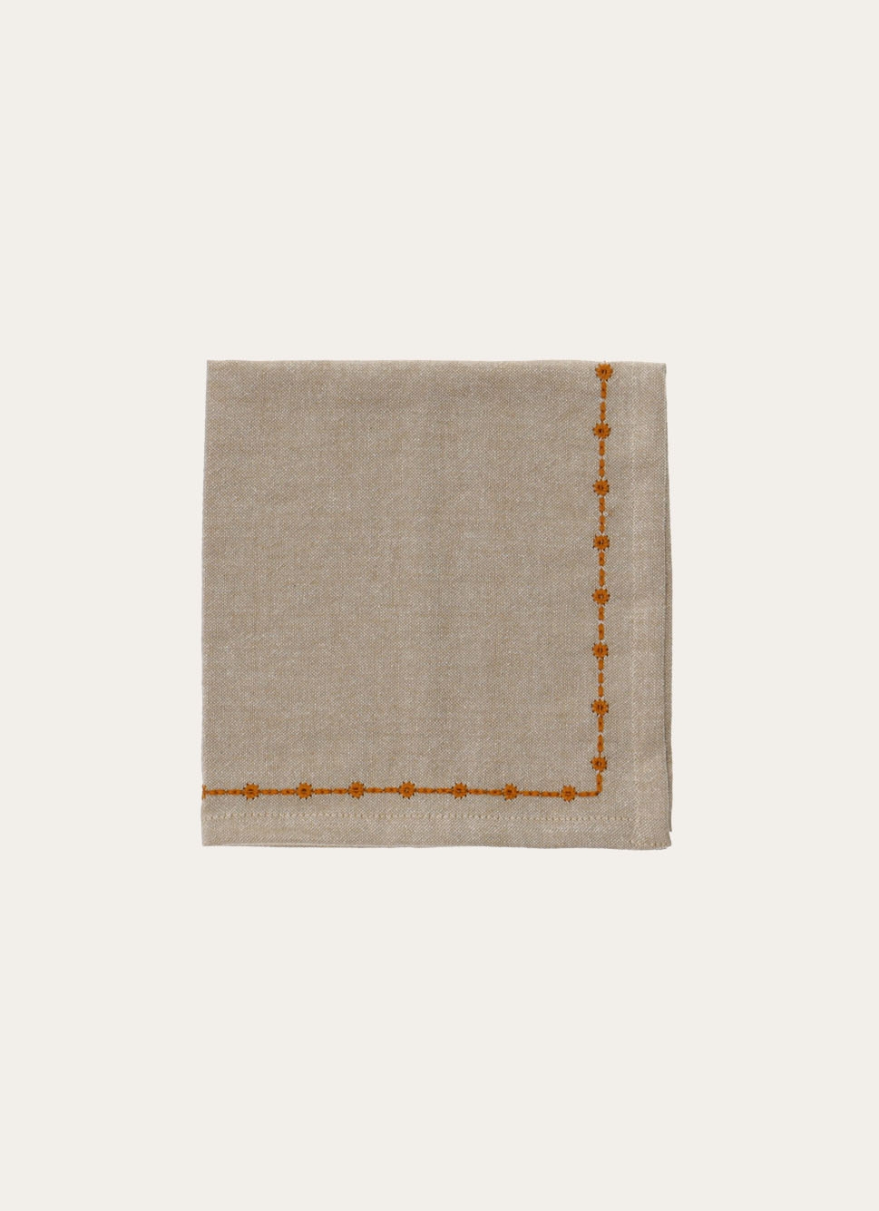 LOT DE 2 SERVIETTES DE TABLE BRODÉES BEIGE/ORANGE
