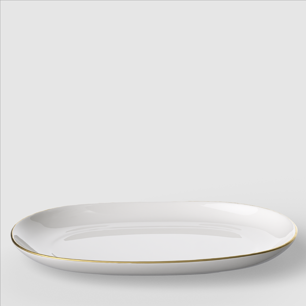 Anmut Gravy boat saucer - White, Premium Bone Porcelain