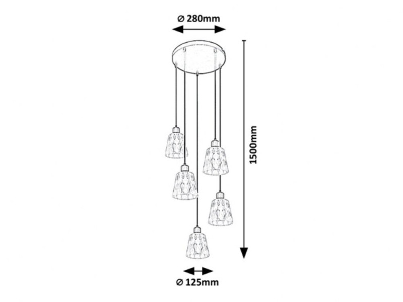 Lampa wisząca czarno-przezroczysta Jarina 5xE27x40W Rabalux