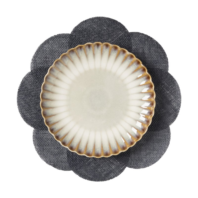 Placemat 3D bloem - zwart - &Oslash;38 cm