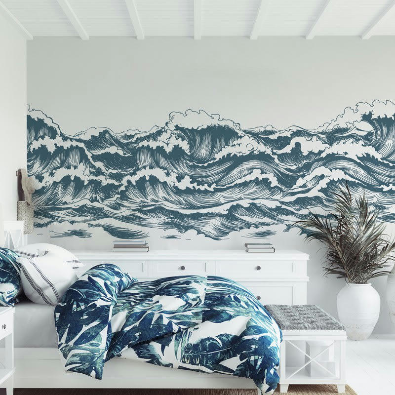 OCEAN - Papier Peint Panoramique L432xH270cm Bleu Japon