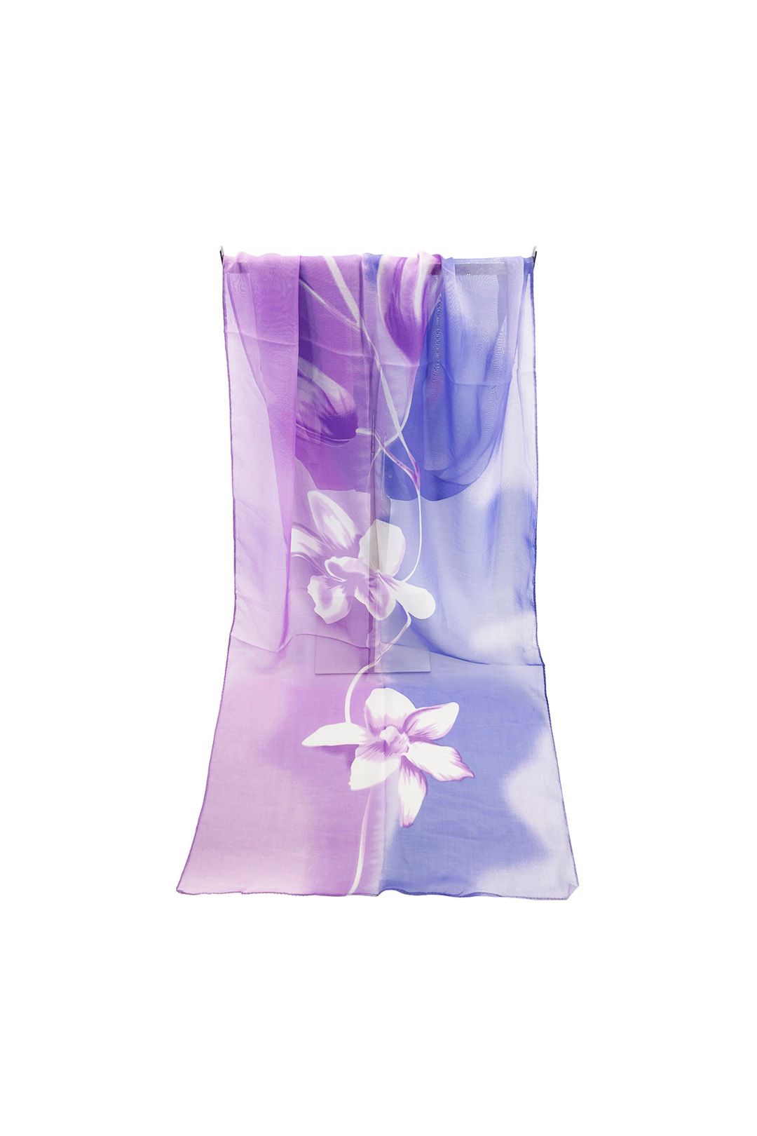 Vellin Floral Colour-Block Chiffon Scarf