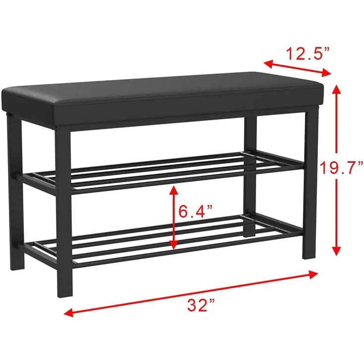 Entryway Shoe Rack with Cushioned Seat