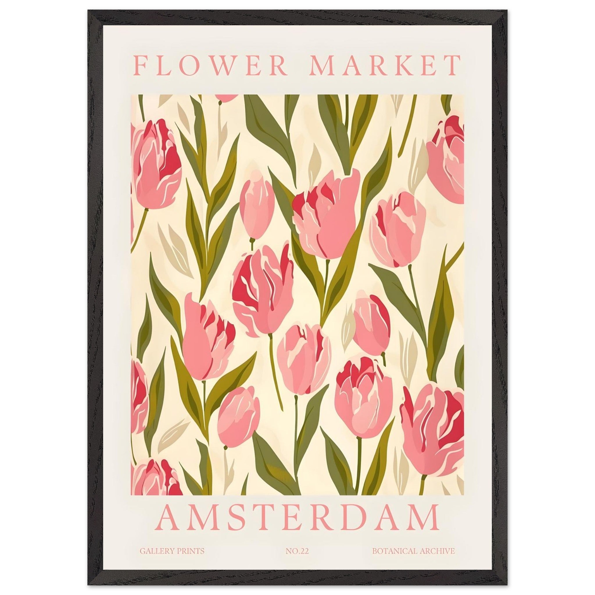 Artfulprints Poster met Lijst Flower market - Amsterdam IV  - 50x70 cm - Roze