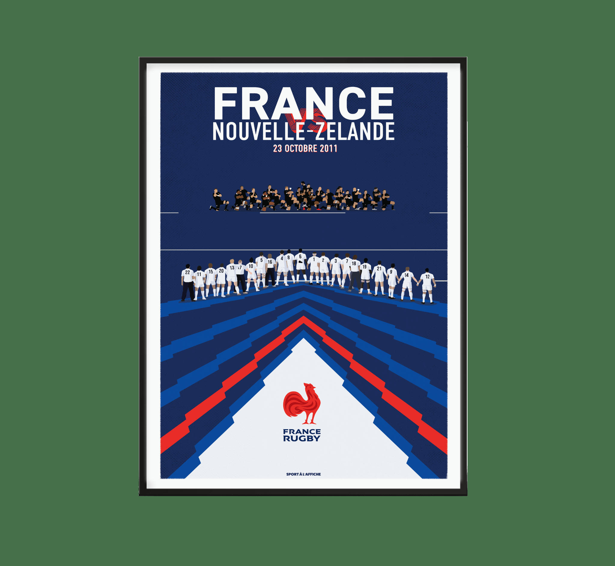 FRANCE RUGBY - Affiche XV de France - France/Nouvelle-Zélande Haka 2011 40 x 60 cm