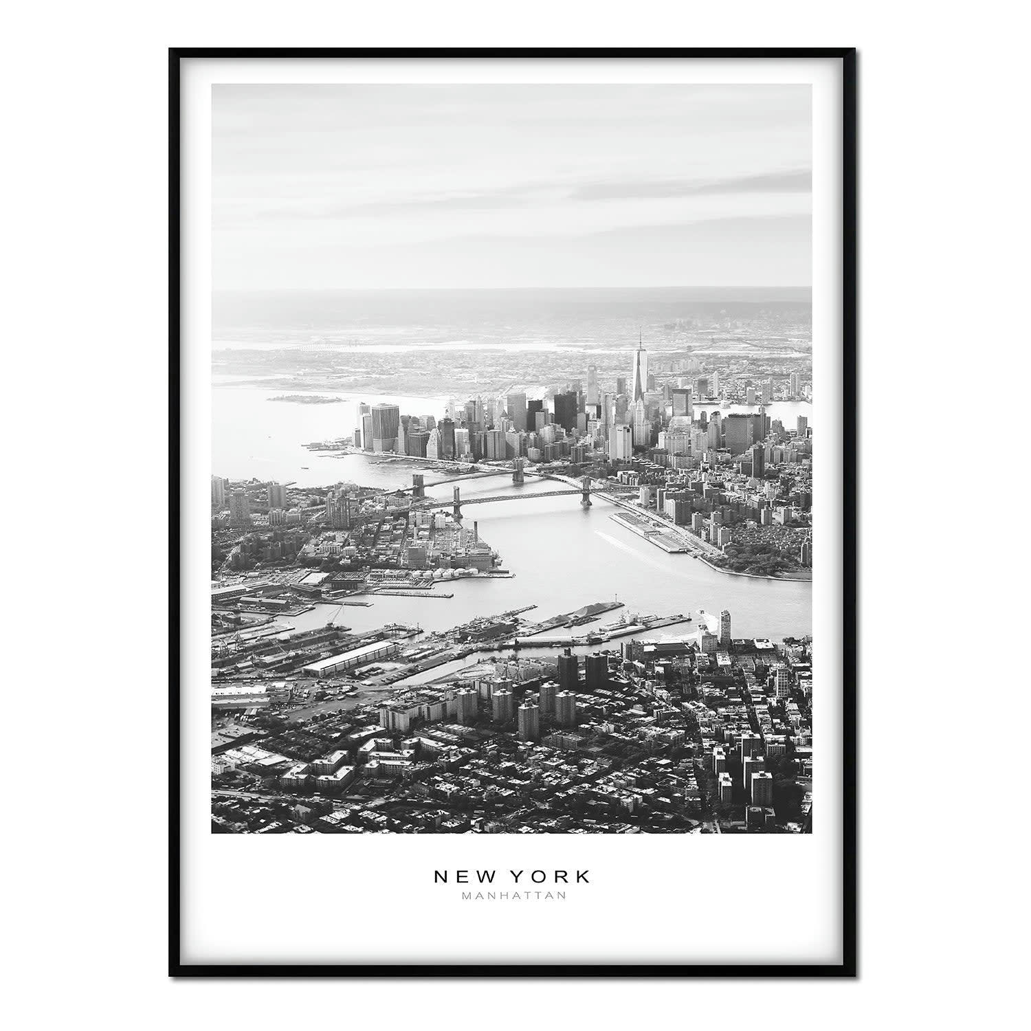 CIUDADES - Affiche avec cadre noir - Photographie New York - 30x40