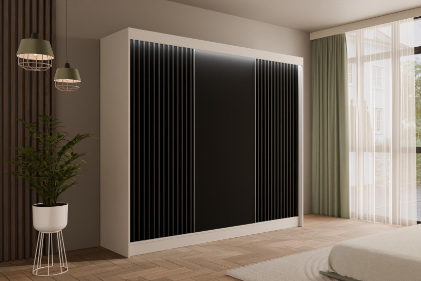 Szafa LED z drzwiami przesuwnymi i lamelami VILANv2 250 x 215 cm