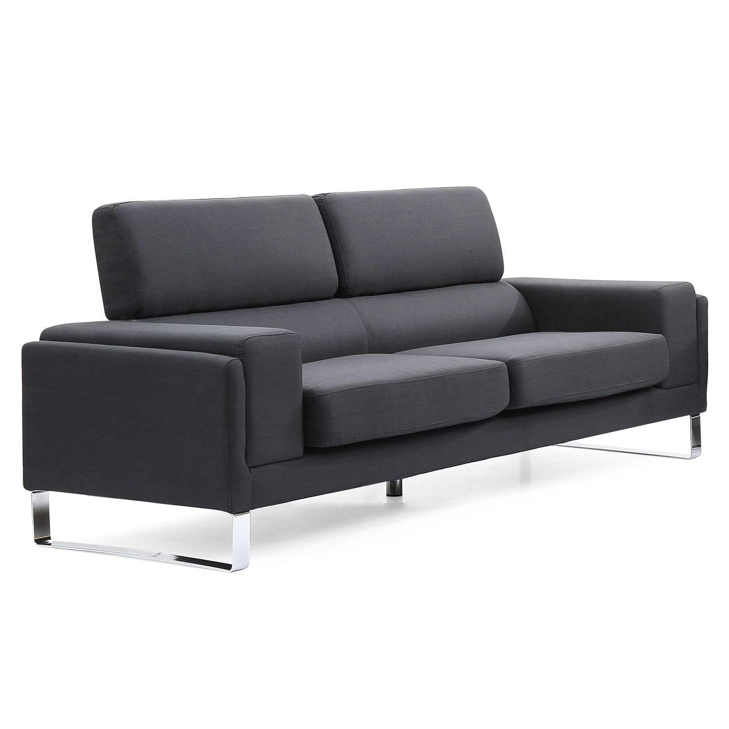 BARTH - Canapé 3 places tissu noir