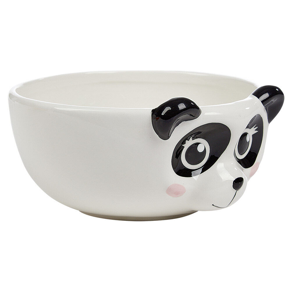Bol forme tête de panda en faïence noir et blanc