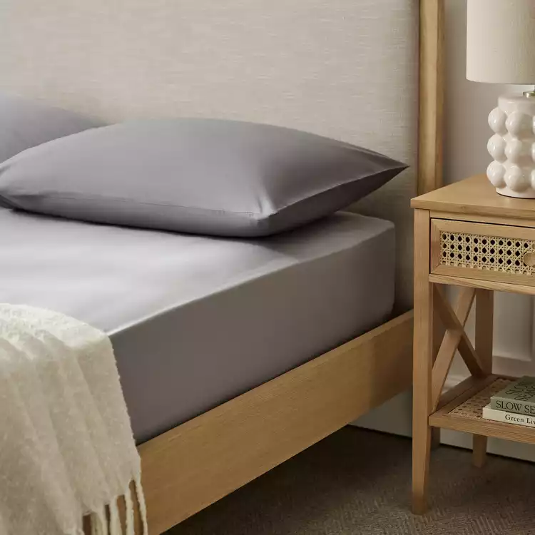 Habitat Polycotton Extra Deep Grey Fitted Sheet - Single