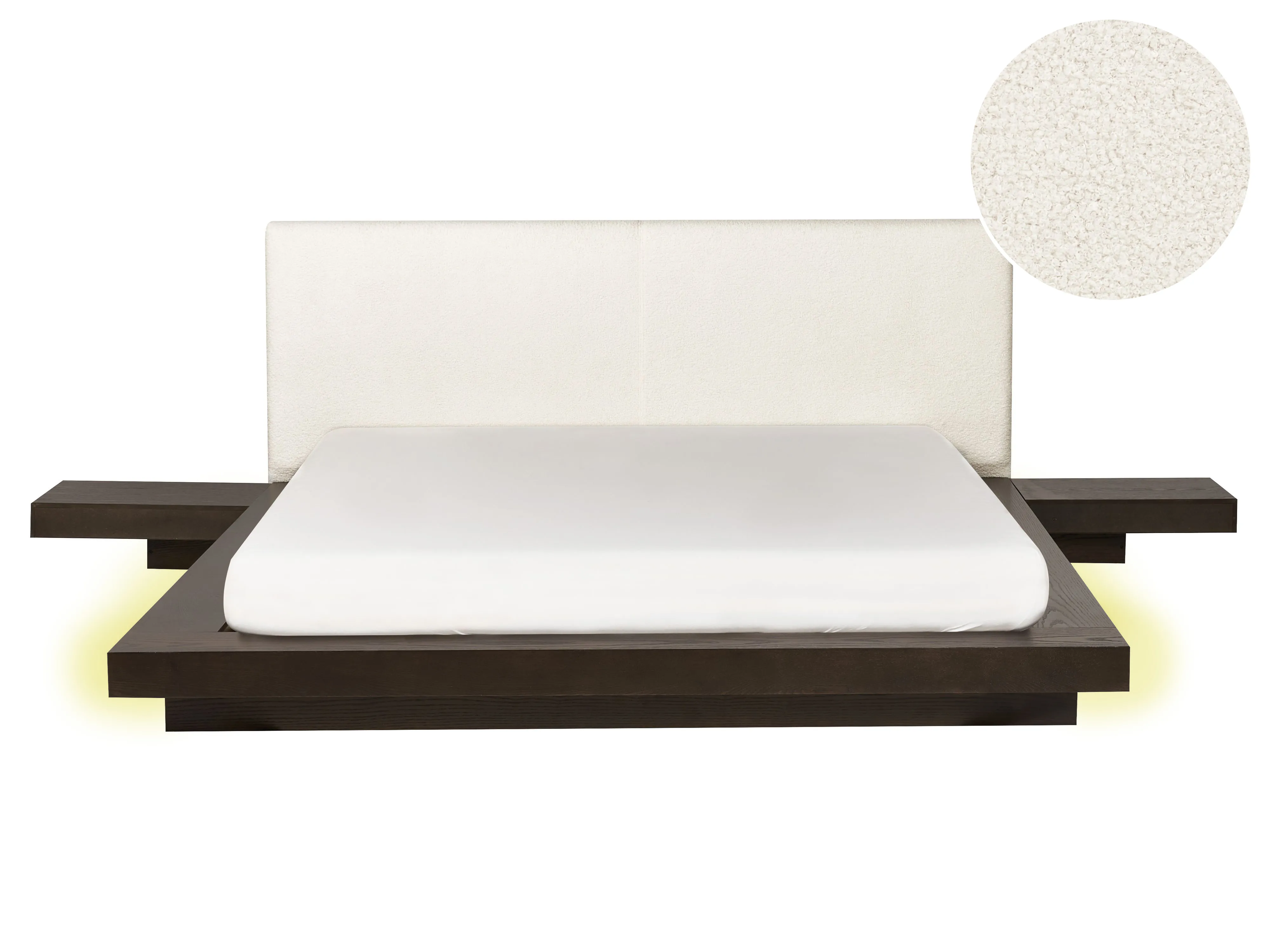 Bed with LED Boucle ZEN 160 x 200 cm (EU King Size) LED Dark Ash Wood