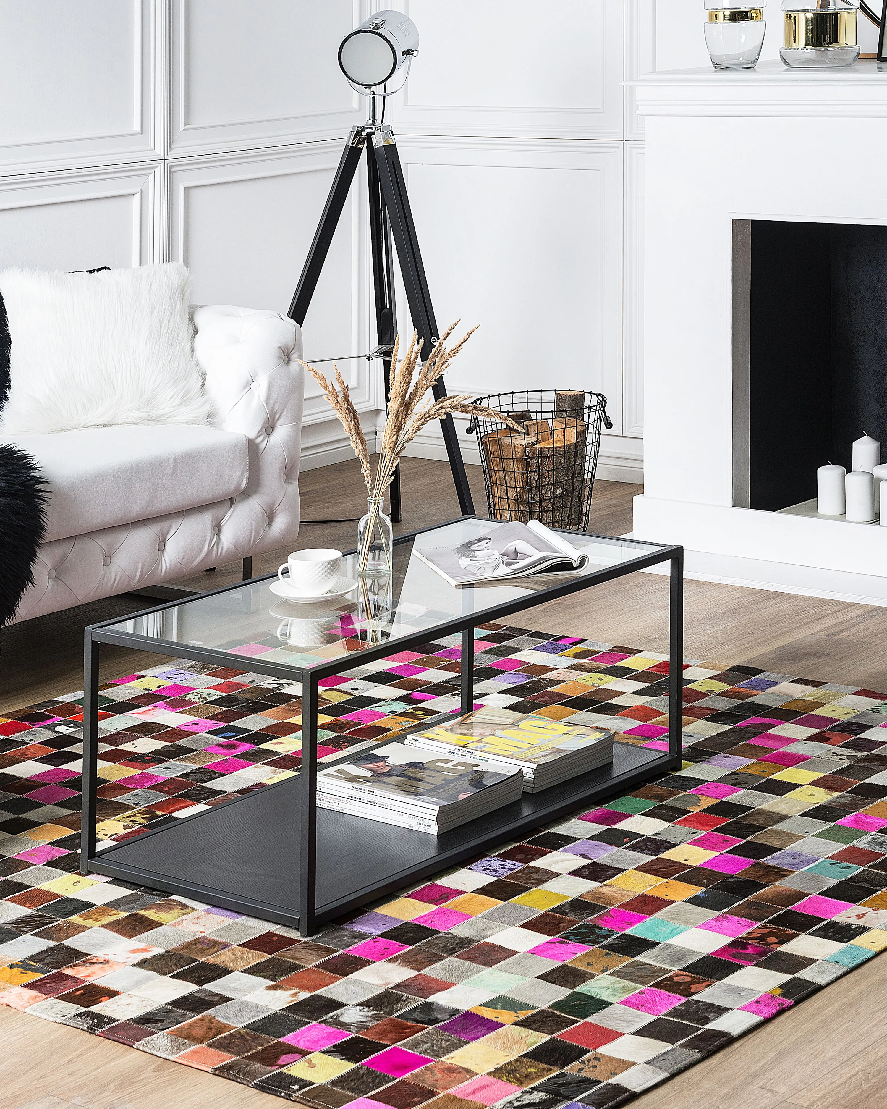 Rug ENNE Multicolour 200 x 200 cm Leather