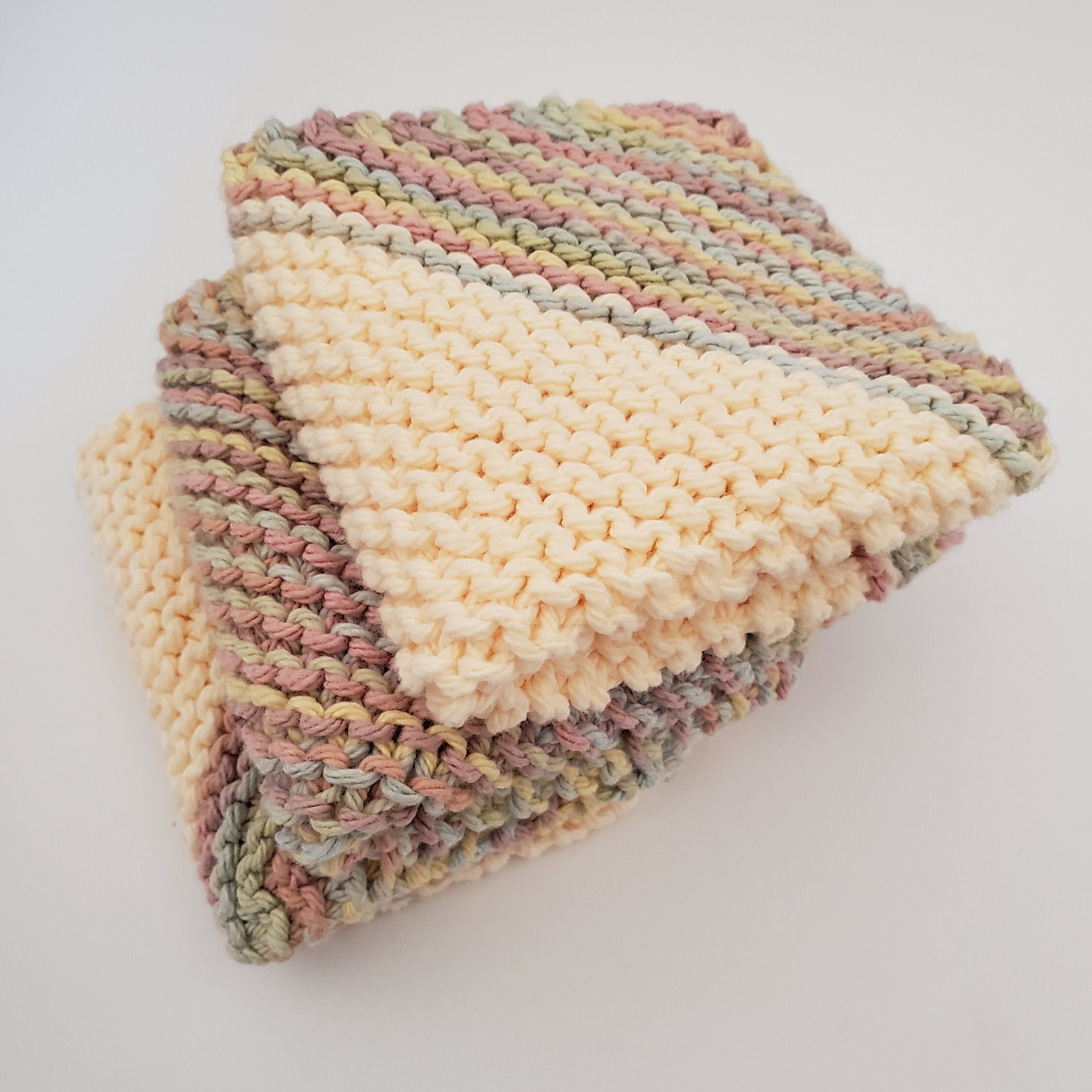 Cotton dish cloths, 100% cotton hand knitted wash cloths, gift for her, home and living, kitchen essentials, dishcloth set, wash cloth set
