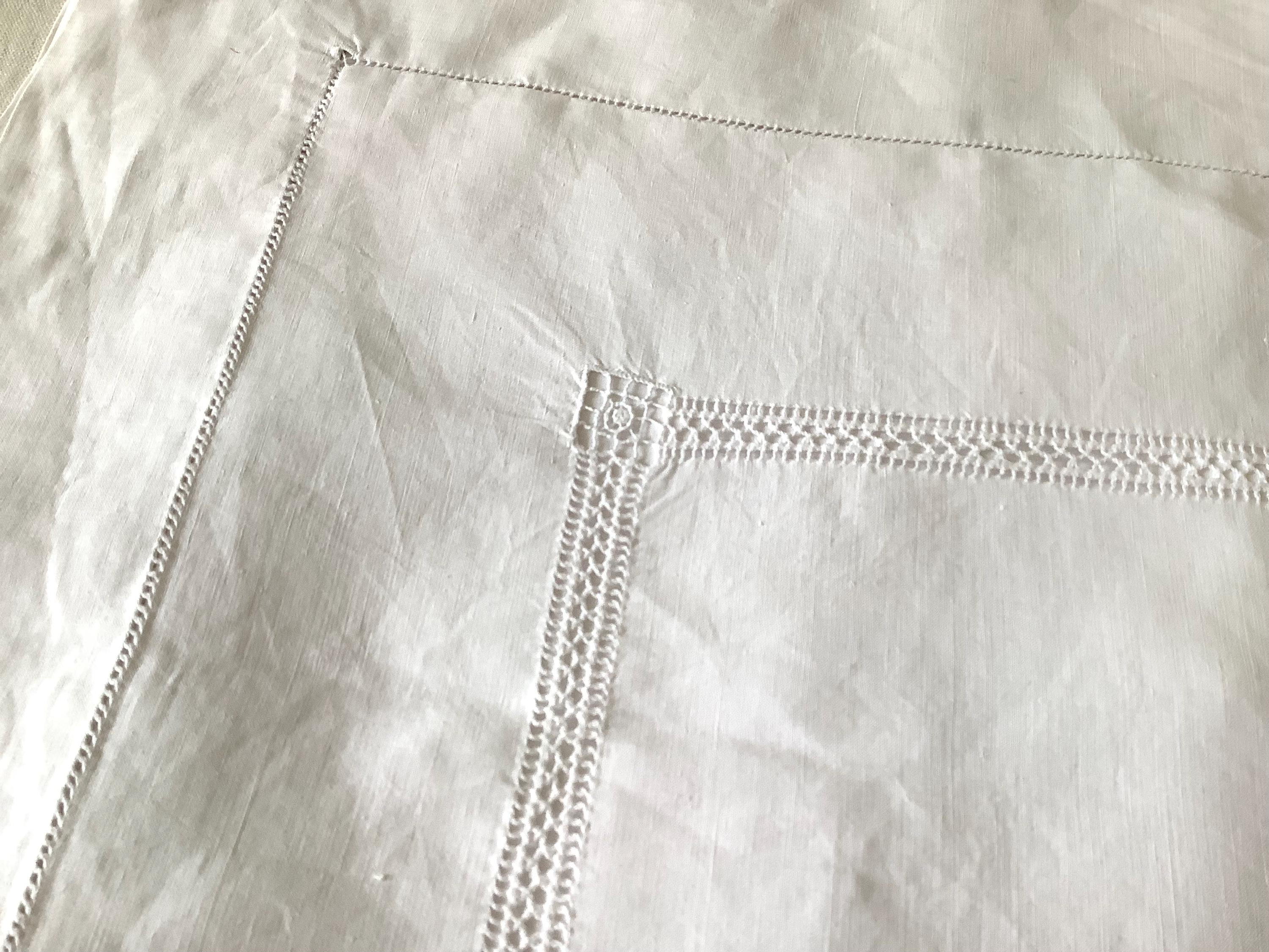 Lovely Simple Large French Pure Linen Pillow Sham Hand Needlework