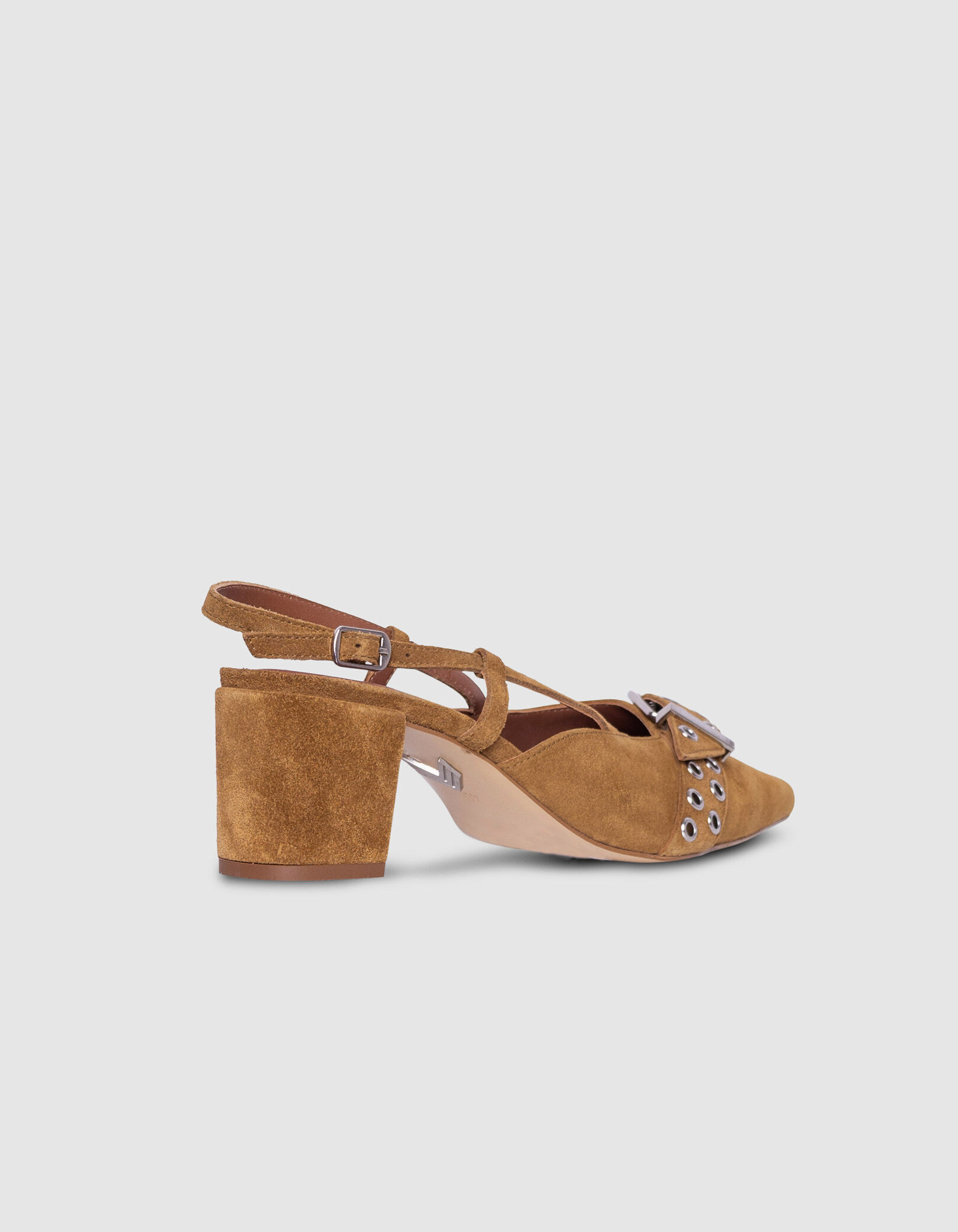 Escarpins slingback camel cuir velours Femme