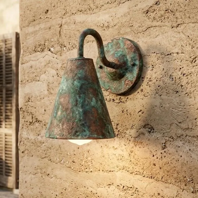 Handmade Red Copper Wall Sconce, Moroccan Rustic Outdoor Light, Vintage Copper Wall Lamp, Mediterranean Lighting, Garden Sconce