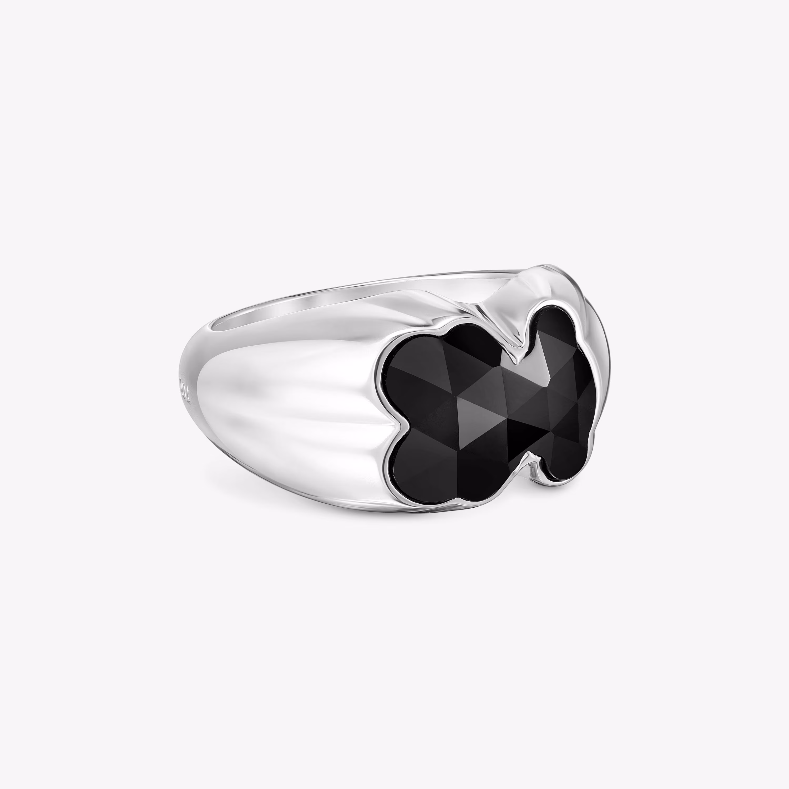Anillo mediano de plata y motivo oso en ónix Icon Color
