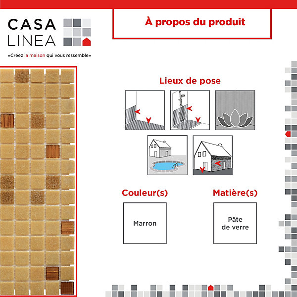 MOSAÏQUESABBIA 1 PLAQUE 32,7 x 32,7 CM CASA LINEA