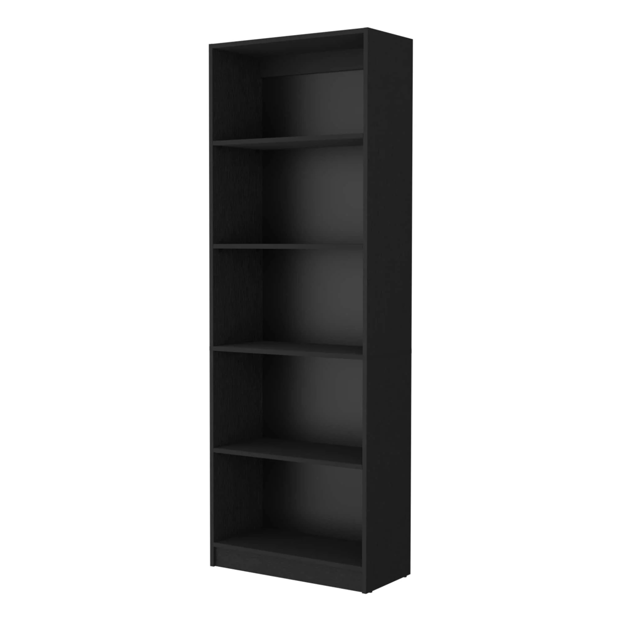 71 Black Wooden Vertical Bookcase with Strong Shelves for Living Room Office or Bedroom Use