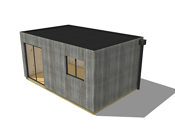 Bureau de jardin télétravail en bois 5,5 x 3,5 x 2,7 m avec plancher isolé