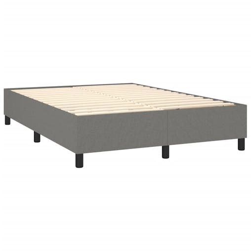NNEVL Box Spring Bed with Mattress&LED Dark Grey 137x190 cm Double Fabric