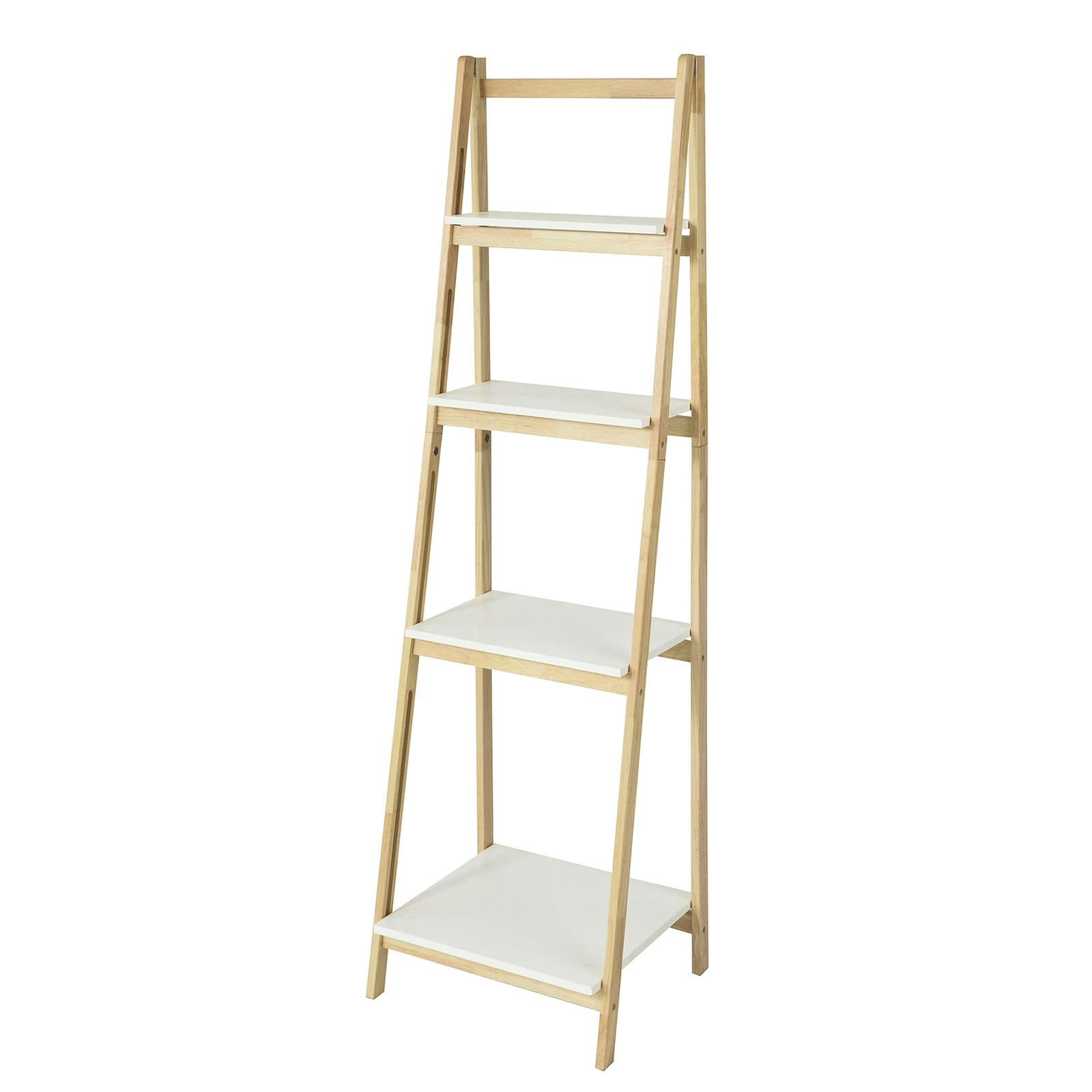 - Étagère pliable style échelle avec 4 niveaux de rangement effet bois