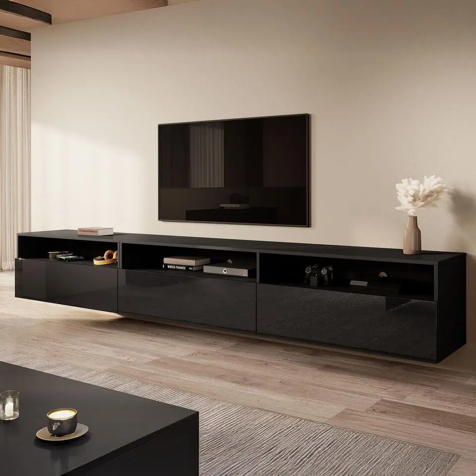 Meubella - TV-Meubel Antrix - Zwart - 270 cm