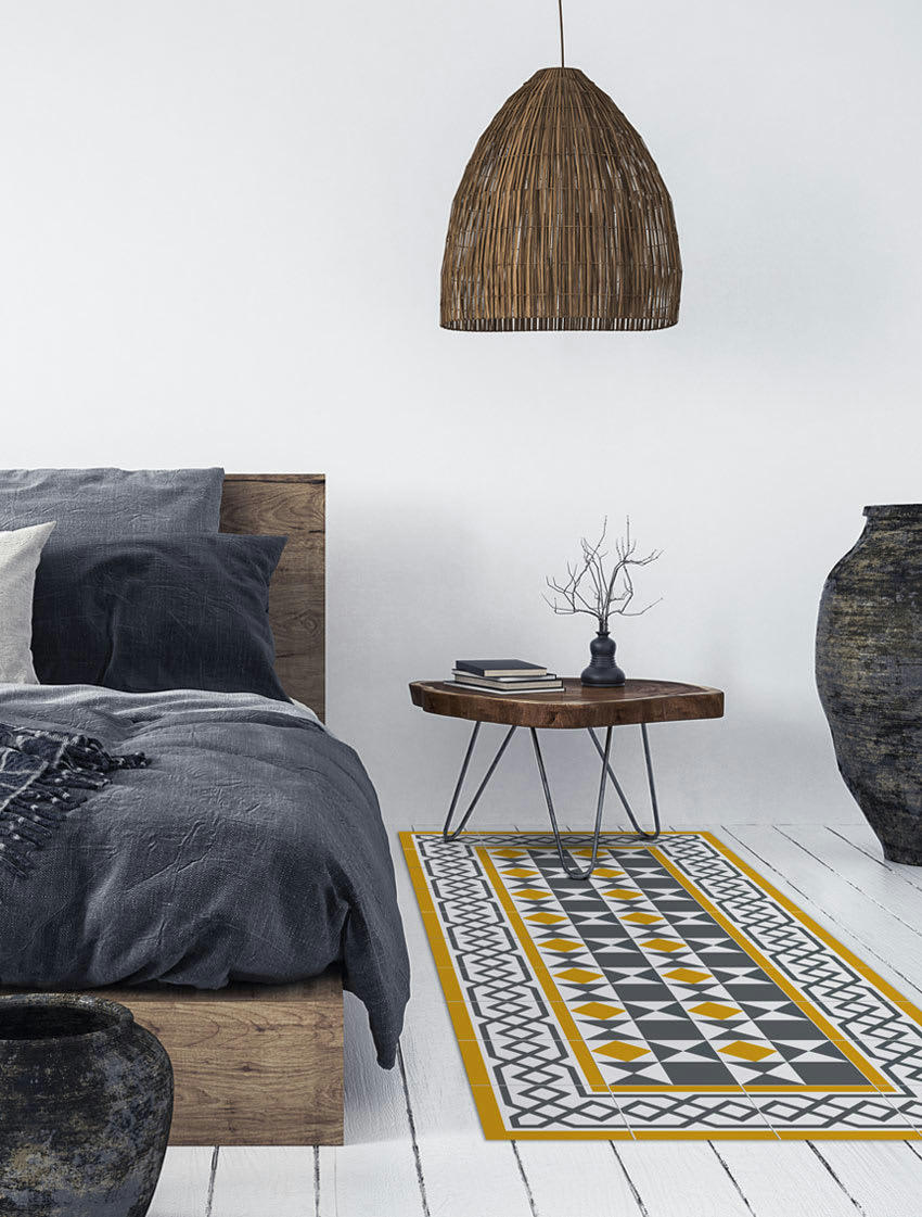 BARCELONE - Tapis en vinyle Avinyo jaune 60x240