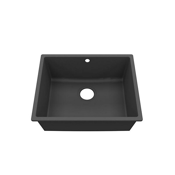 Kitchenette K08 - 120 cm - Façades : Blanc - Plan de travail : Noir texturé - Crédences : Non - Evier Noir