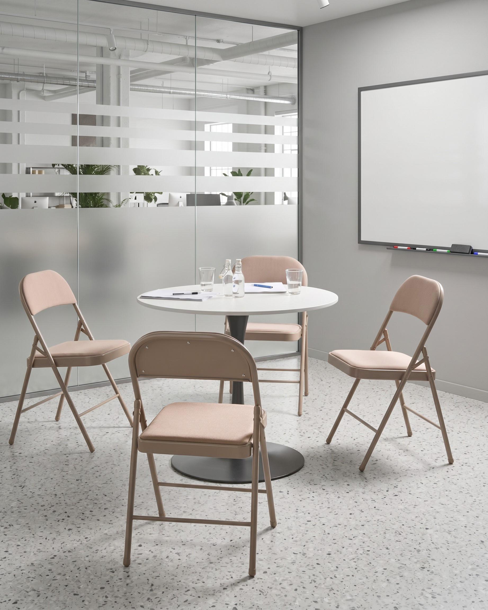Set of 4 Folding Chairs SPARKS Metal Beige