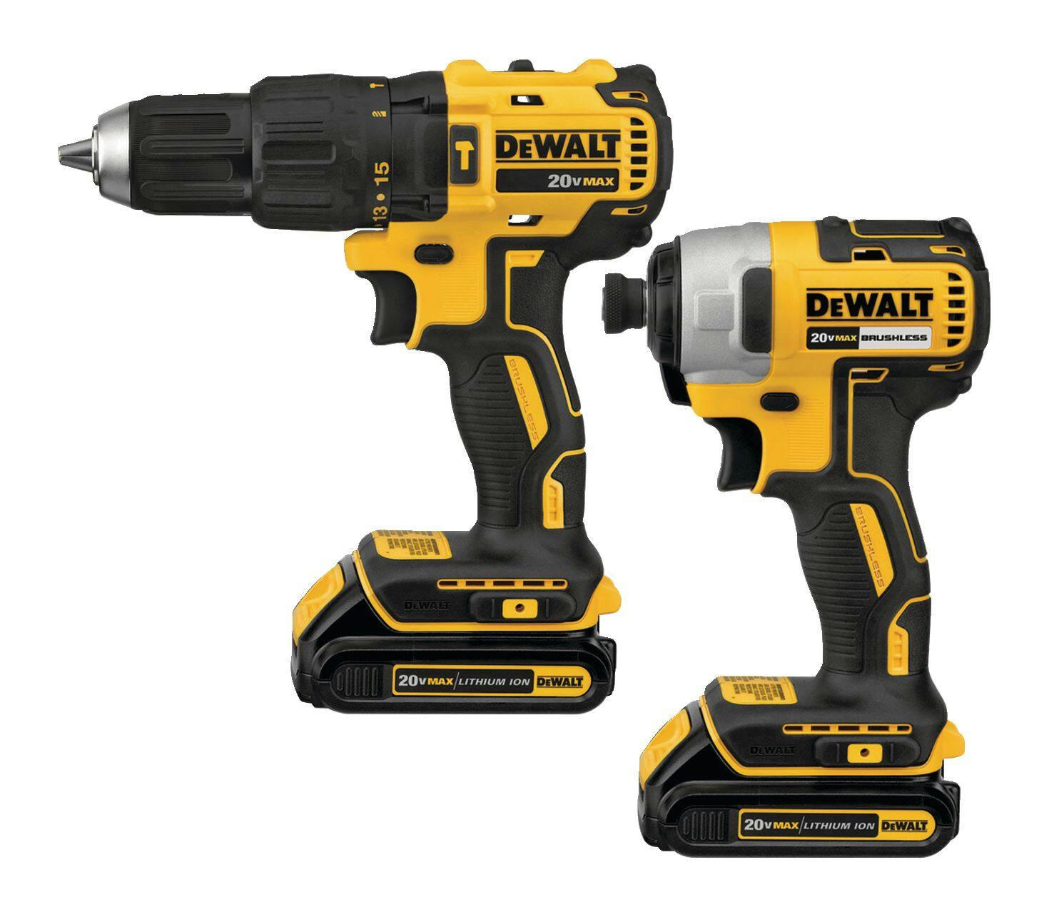 DEWALT DCK276C2 20V MAX Brushless Cordless Hammer Drill, Impact Driver, Battery & Charger Combo Kit