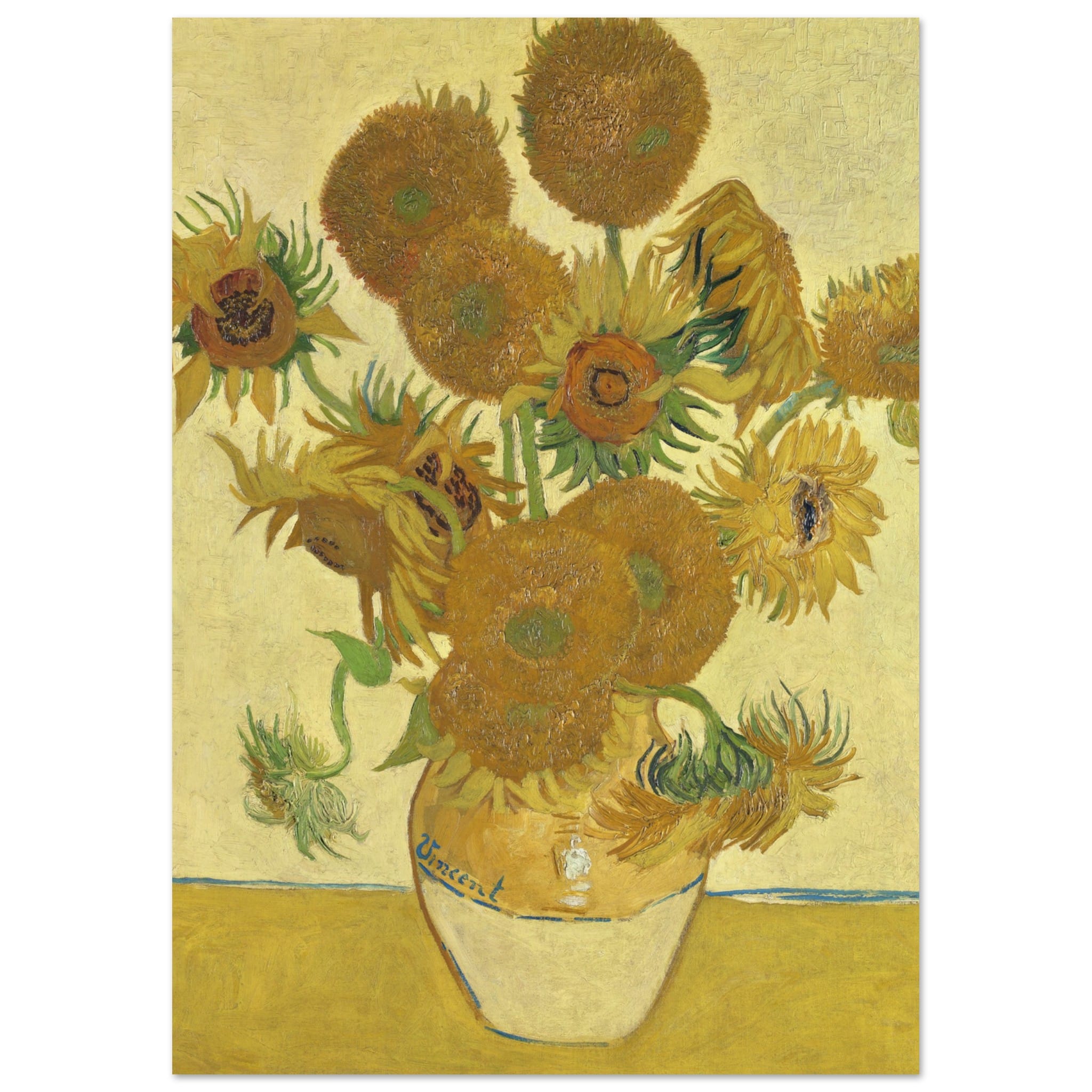 Poster Vincent van Gogh - Zonnebloemen (1888)  - A4 21x29.7 cm - Geel