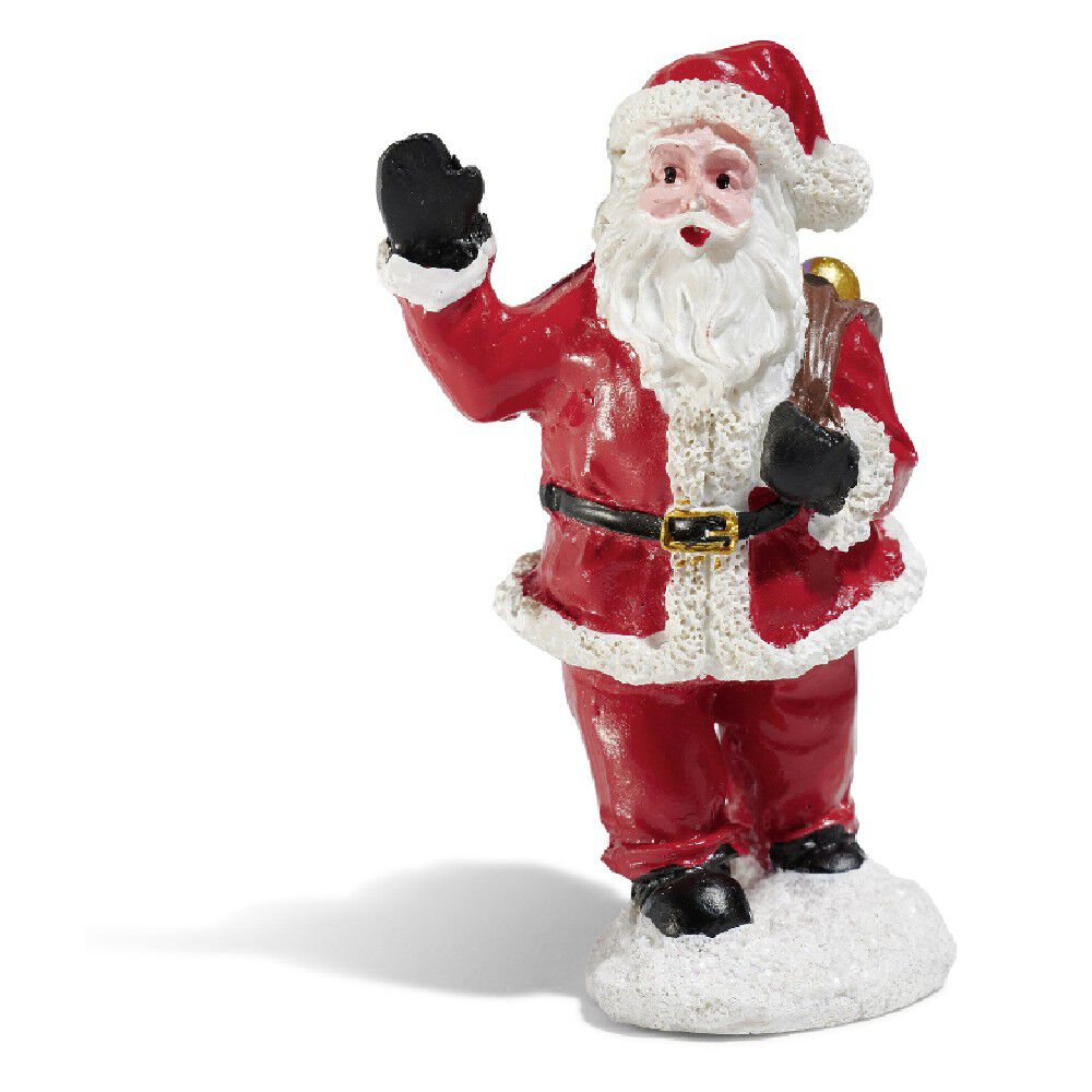 Père No&euml;l avec hotte rouge blanc noir en résine