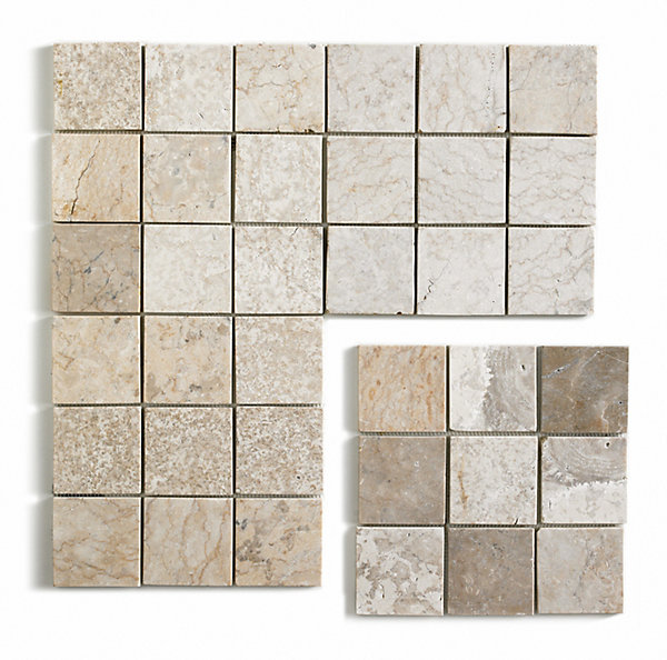 Carrelage mosaïque (Boite de 1m²) / Plaque de mosaïque mur et sol en marbre naturel coloris blanc mat - 30 x 30 cm