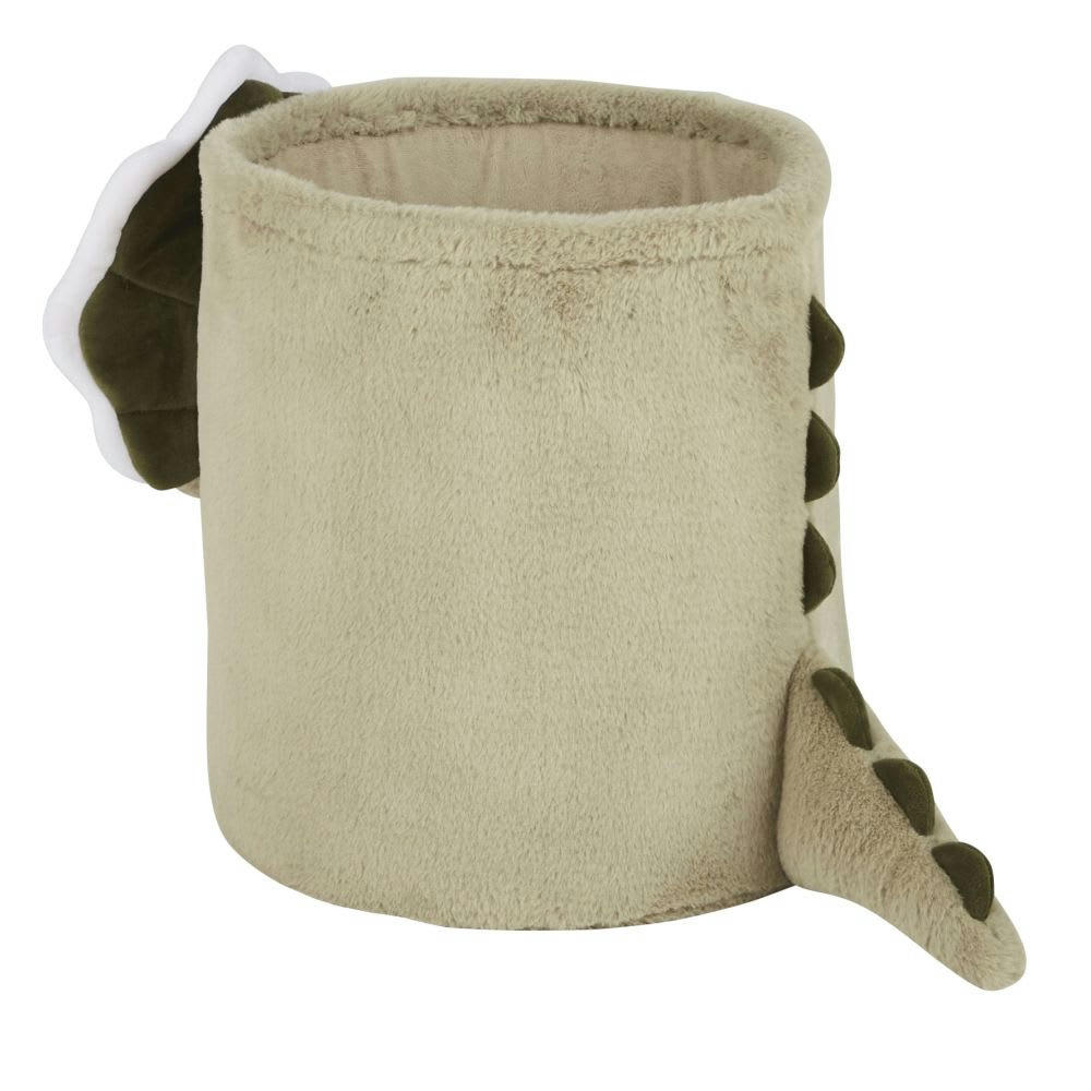 DINO - Panier de rangement dinosaure peluche vert kaki et noir