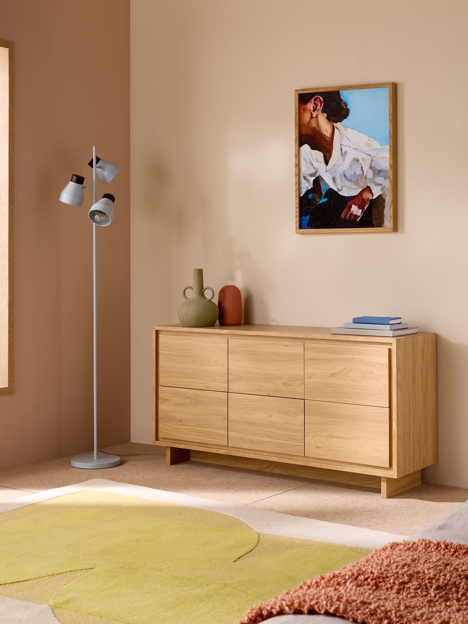 Kaci 4 Drawer Wide Chest in Oak Effect