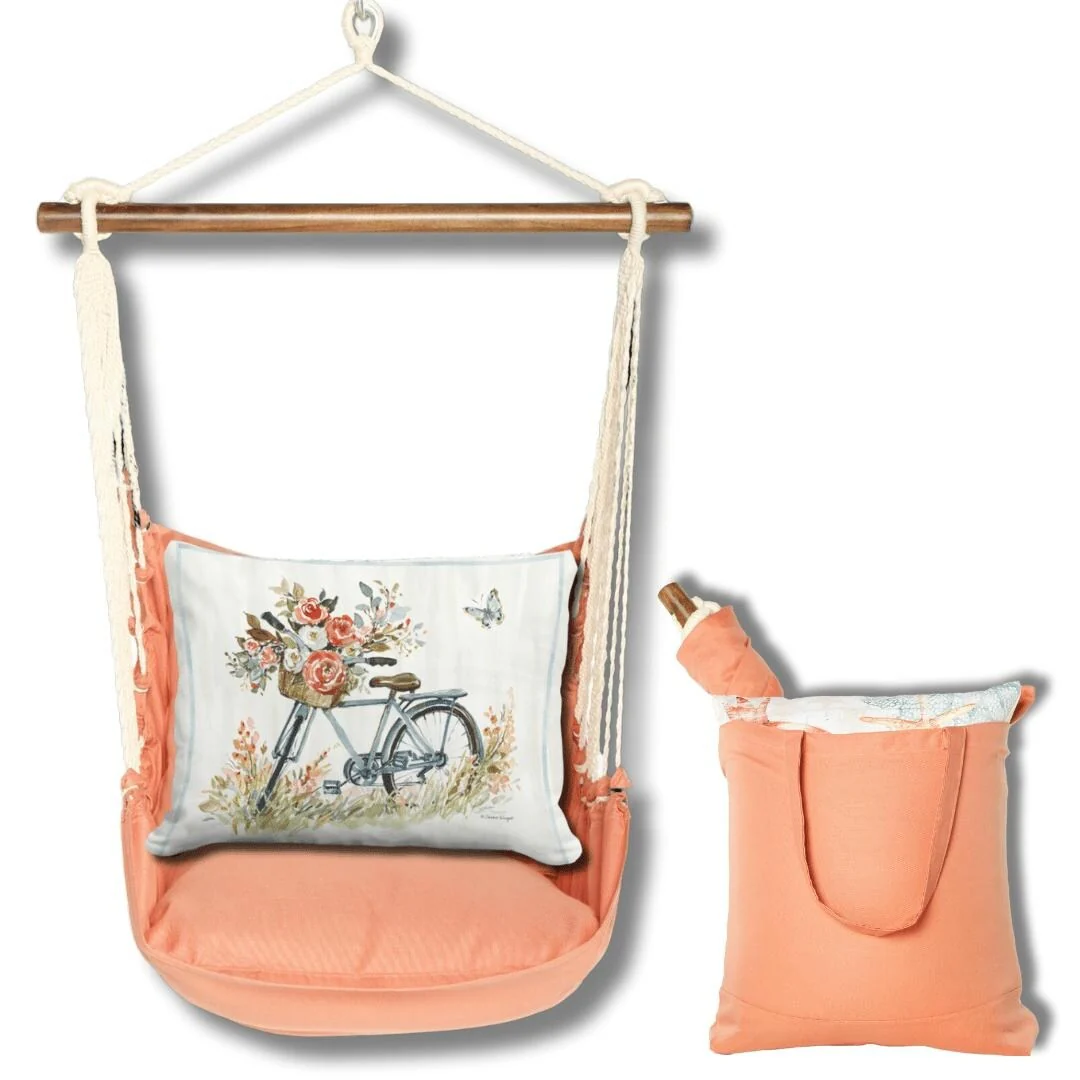 Magnolia Casual Swing Set 4 piece - Living Coral w/ Bike with Flower Basket