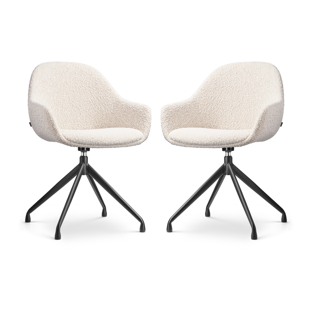 Nolon Nola-Mae Draaibare Eetkamerstoelen Bouclé Beige - Zwart - 2x