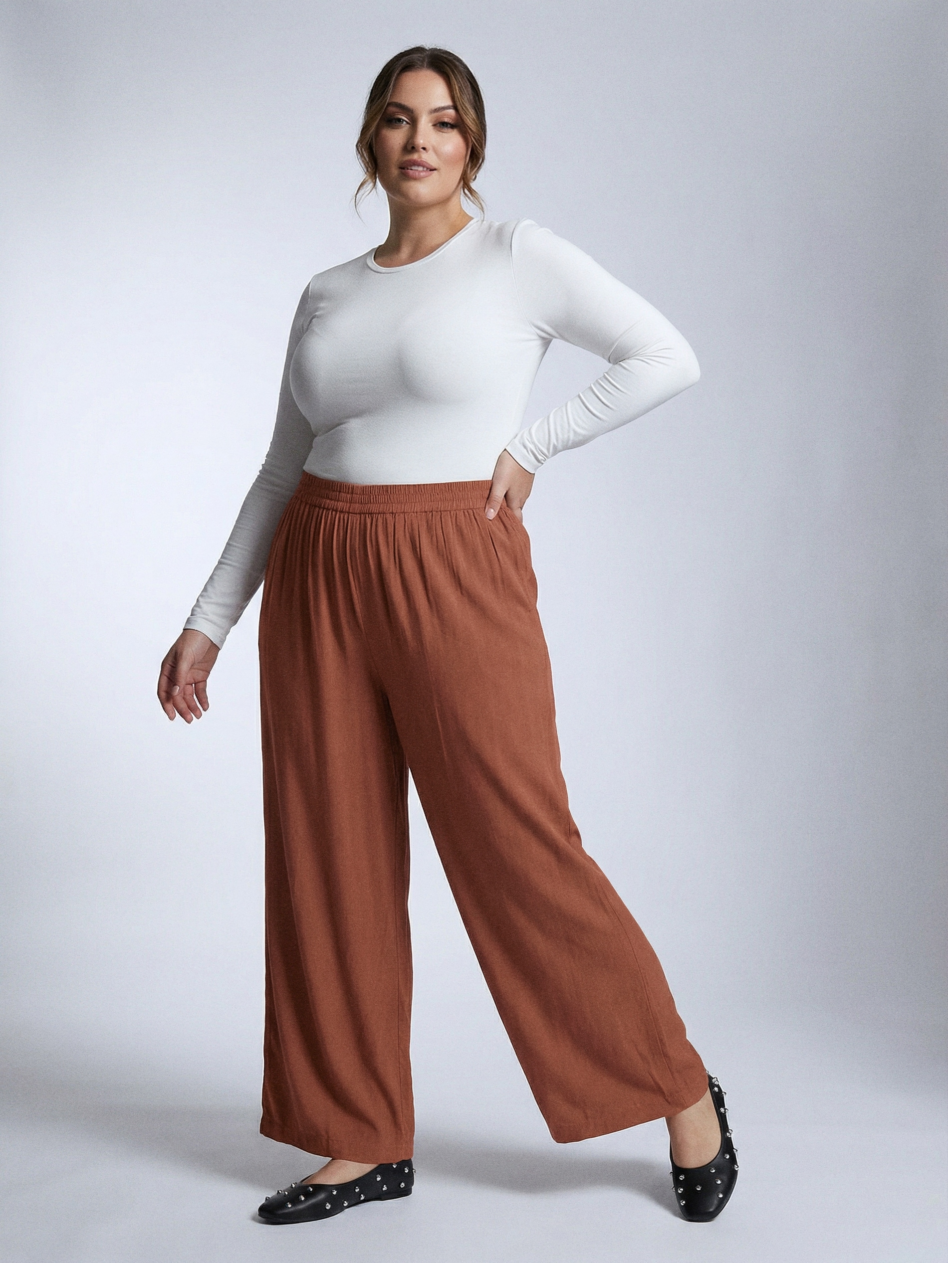 Wiskozowe spodnie wide leg Plus Size