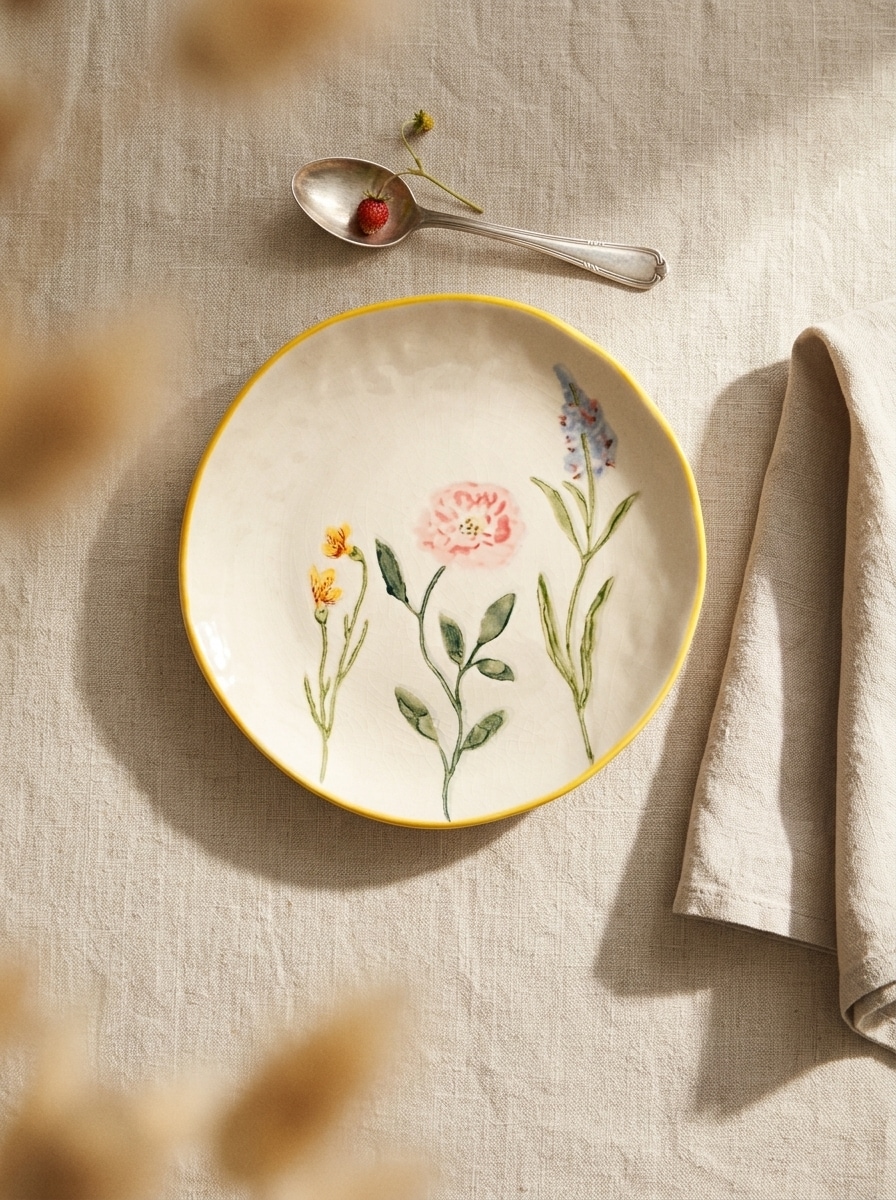 Ceramiczny talerz z motywem kwiatowym