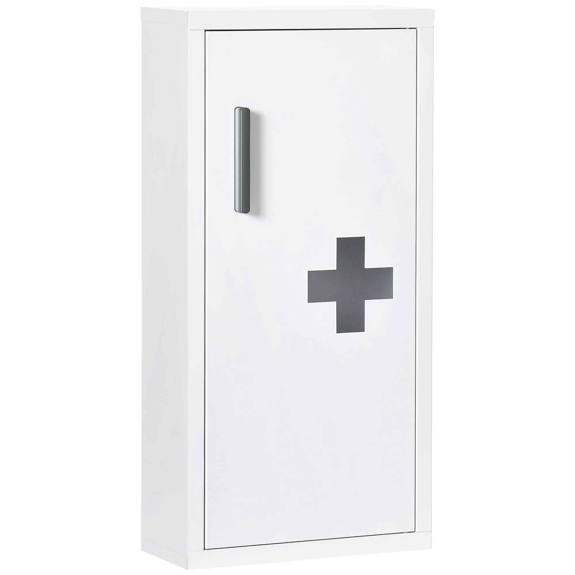 - Armoire à pharmacie 2 étagères logo croix transparent acier blanc
