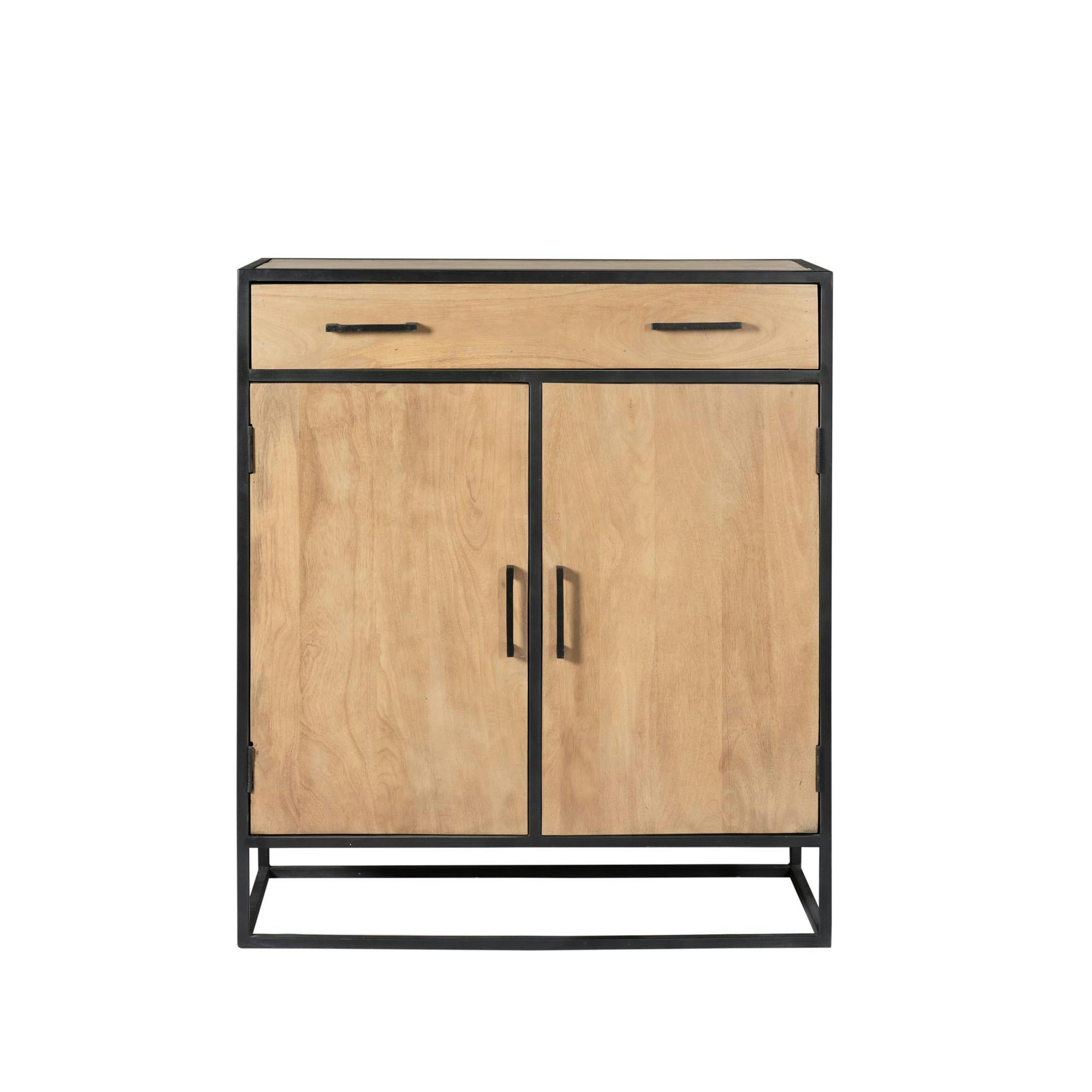 Petit meuble d'entrée en bois clair 2 portes RIVANO