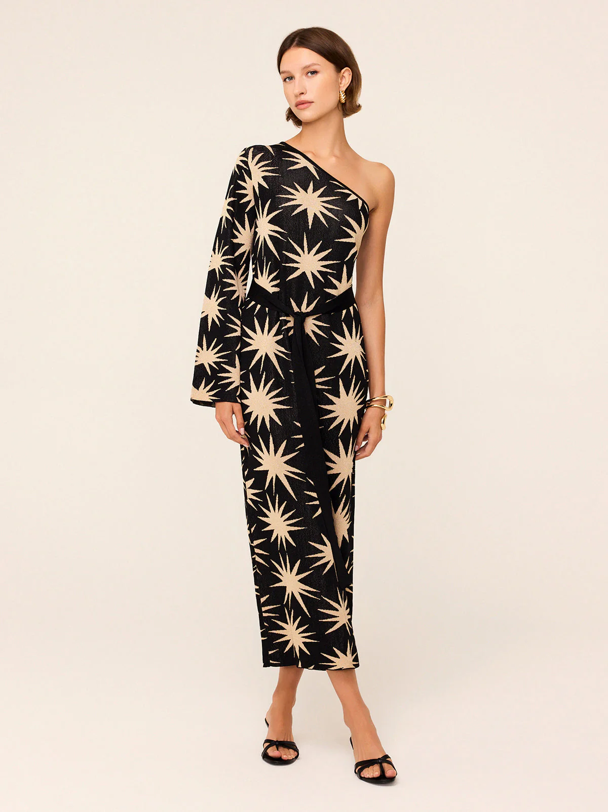 Esme Star Lurex One Shoulder Knit Dress