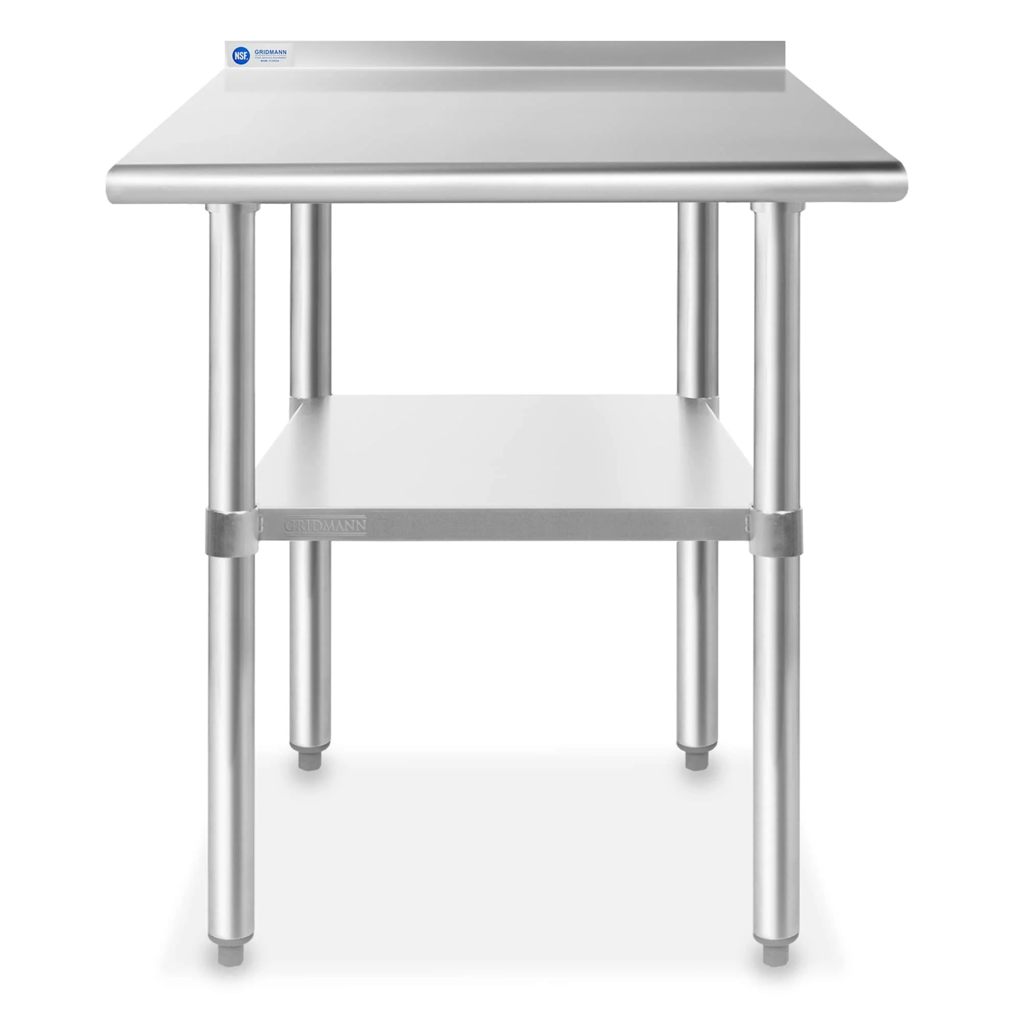 30 x 24in NSF Stainless Steel Prep Table with Backsplash